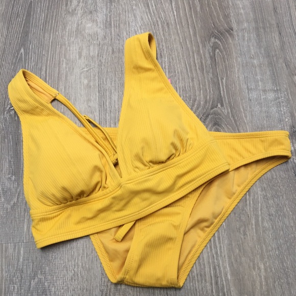 Xhilaration Other - NWT Xhilaration Mustard Yellow Ribbed Bikini M